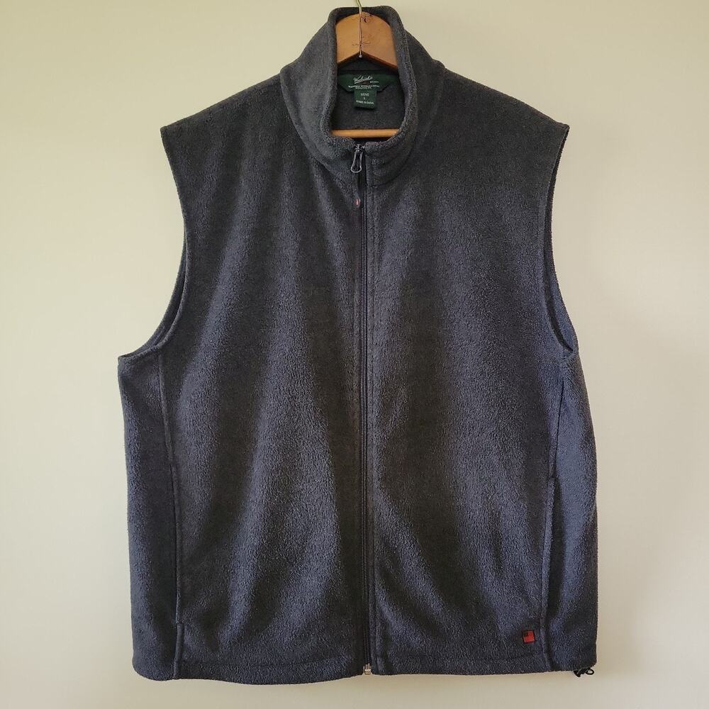 Woolrich Men's L Sweater Vest Charcoal Heather Preppy Hiking Full Zip Outdoors